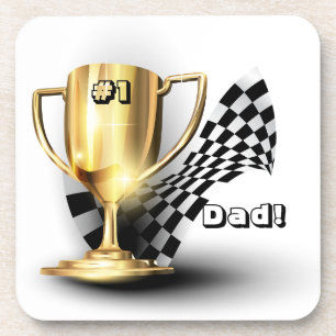 Gold Trophy NUmber One Dad Father's Day Coaster
