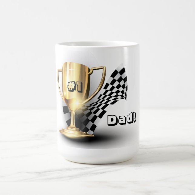 Gold Trophy NUmber One Dad Father's Day Coffee Mug (Center)