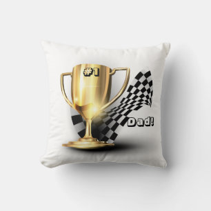 Gold Trophy NUmber One Dad Father's Day Cushion