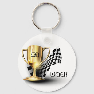 Gold Trophy NUmber One Dad Father's Day Key Ring