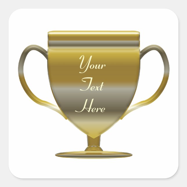 Gold Trophy Personlised Square Sticker (Front)