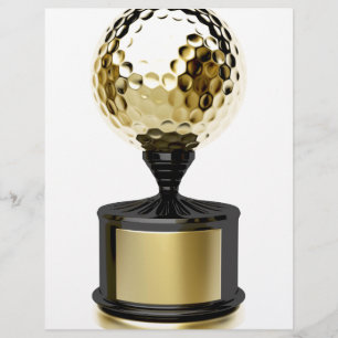 Gold trophy with golf ball