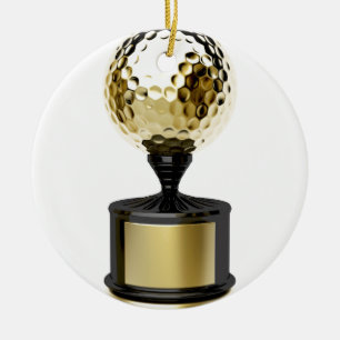 Gold trophy with golf ball ceramic tree decoration