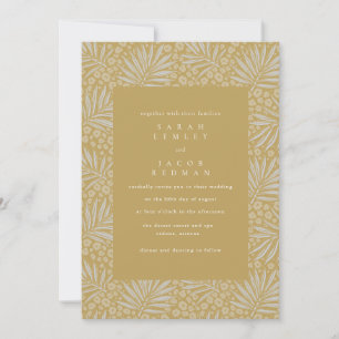 Gold Tropical Beach Wedding Invitation