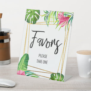Gold Tropical Floral Favours Sign