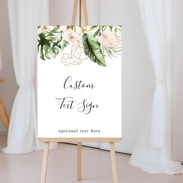 Gold Tropical Foliage Floral Custom Text Sign (Creator Uploaded)