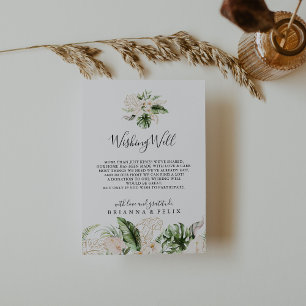 Gold Tropical Foliage Floral Wedding Wishing Well  Enclosure Card