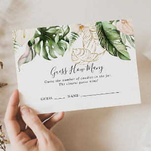 Gold Tropical Foliage Guess How Many Game Card