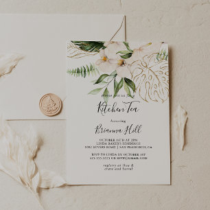 Gold Tropical Foliage Kitchen Tea Bridal Shower  Invitation