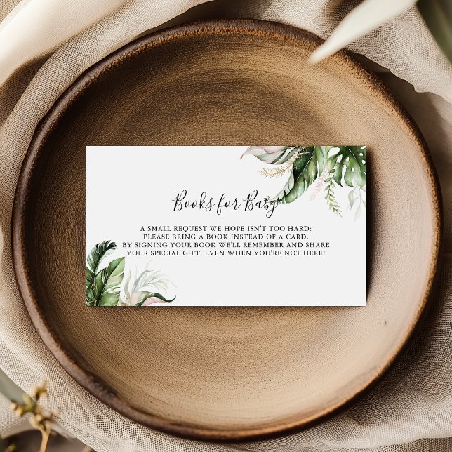 Gold Tropical Greenery Baby Shower Book Request Enclosure Card (Creator Uploaded)