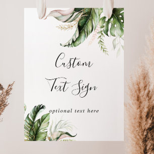 Gold Tropical Greenery Custom Text Sign