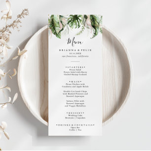 Gold Tropical Greenery Dinner Menu