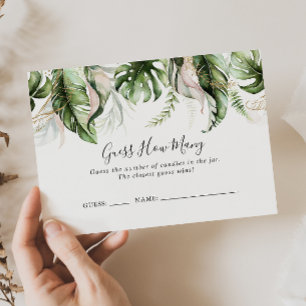 Gold Tropical Greenery Guess How Many Game Card