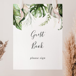 Gold Tropical Greenery Guest Book Sign