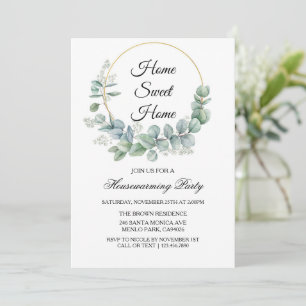  Gold Tropical Greenery House Warming Party Invitation