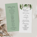 Gold Tropical Greenery Wedding Program<br><div class="desc">This gold tropical greenery wedding program is perfect for a destination wedding. The design features hand-painted watercolor gold and green palm and banana leaves with pink flowers neatly arranged into beautiful bouquets.</div>