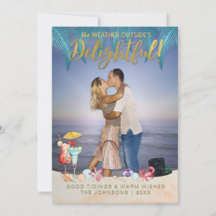 Gold Tropical Holidays Christmas in Florida Photo Holiday Card