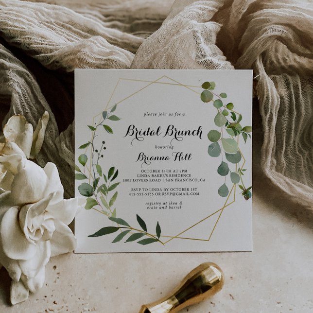Gold Tropical Leaves Bridal Brunch Bridal Shower Invitation (Creator Uploaded)
