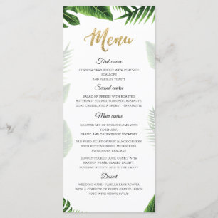 Gold Tropical Leaves Menu