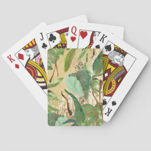 Gold Tropical Leaves Playing Cards