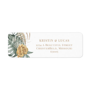 Gold Tropical Oasis Destination Wedding Return Address Label