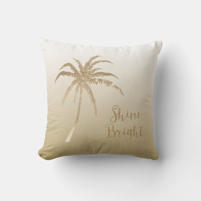  Gold Tropical Palm Tree Shine Bright Glitter  Cushion (Front)