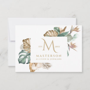Gold Tropics Monogram Thank You Card