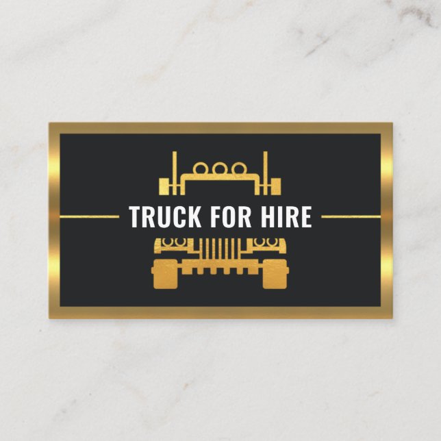 Gold Truck Border Frame Trucker Business Card (Front)
