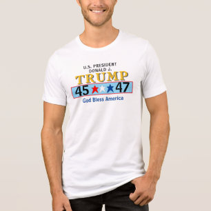 Gold Trump 45 47 Inauguration 2025 Stars Tri-Blend Shirt