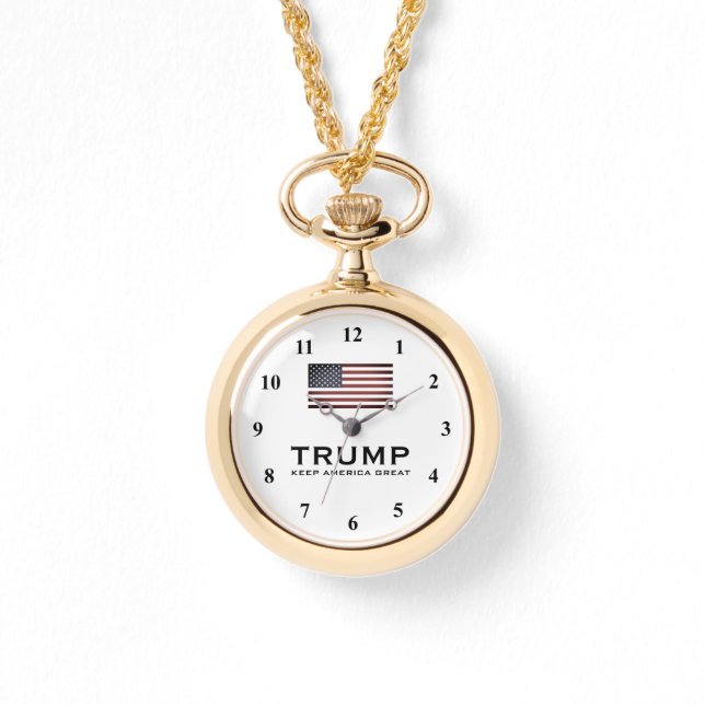 Gold Trump necklace watch for republican women (Front)