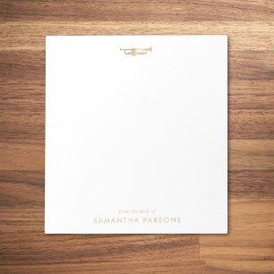 Gold Trumpet Simple Elegant Music Teacher Notepad