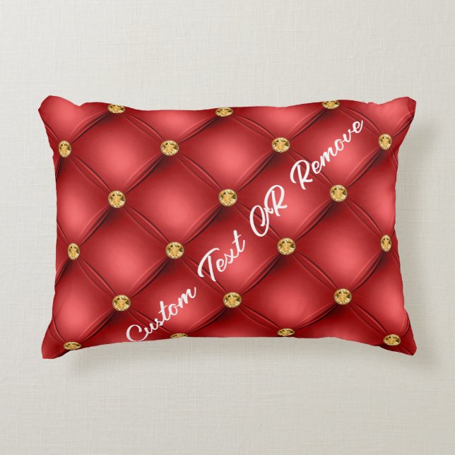 Gold Tuft Red Pillow Personalised Text (Front)