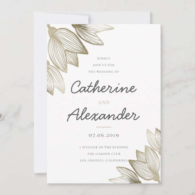 Gold Tulip Blossoms | Wedding Invitation (Front)