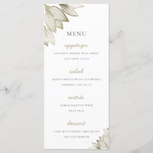 Gold Tulip Blossoms Wedding Menu