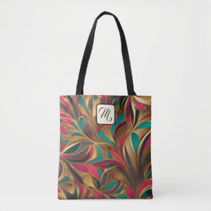 Gold Turquoise and Ruby Splash Tote Bag