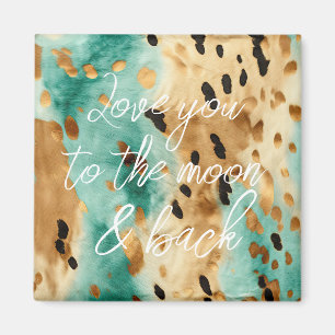 Gold Turquoise Black Animal Print Magnet