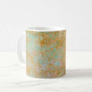 Gold & Turquoise Blue Patina Alcohol Ink Abstract Coffee Mug