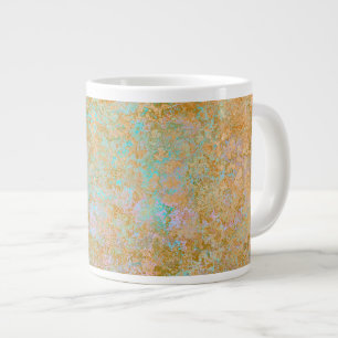 Gold & Turquoise Blue Patina Alcohol Ink Abstract Large Coffee Mug