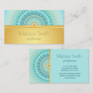 Gold Turquoise Mandala  Business Card