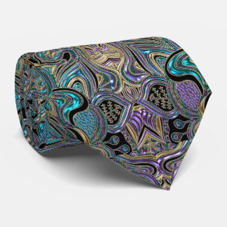 Gold Turquoise Purple Floral Lace Mandala Tie