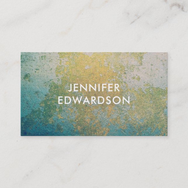 Gold & turquoise stone geode mineral professional business card (Front)