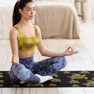 Gold Turtle Tropical Hawaii Nautical Yoga Mat