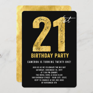 Gold Twenty One Modern 21st Birthday Party Invite
