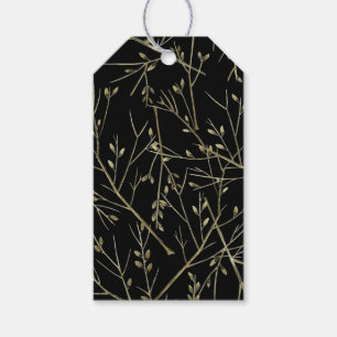 Gold Twigs on Black Gift Tags