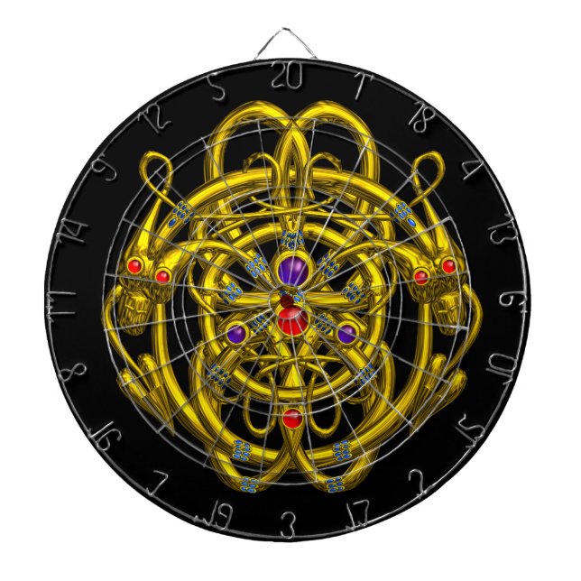 GOLD TWIN DRAGONS,Black Dartboard (Front)