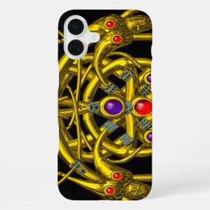 GOLD TWIN DRAGONS Fantasy Black iPhone Case