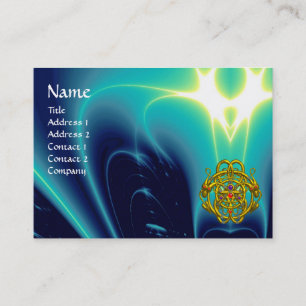 GOLD TWIN DRAGONS /Teal Blue Turquoise Light Waves Business Card