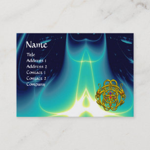 GOLD TWIN DRAGONS /Teal Blue Turquoise Light Waves Business Card