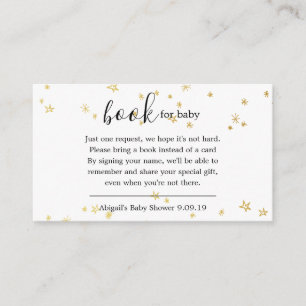 Gold Twinkle Little Star Book Request Baby Shower Enclosure Card