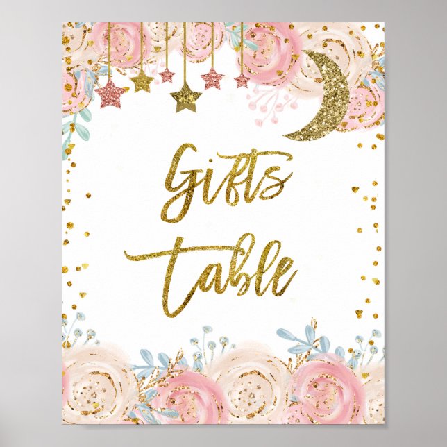 Gold twinkle twinkle star Gifts Table Sign (Front)